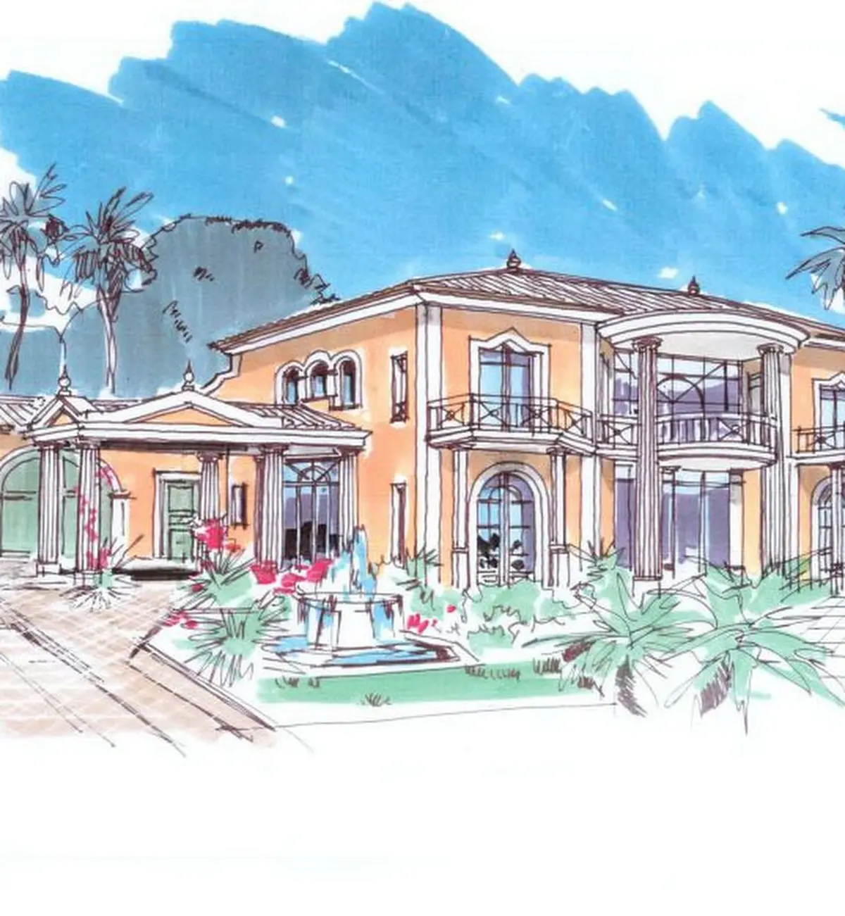 Esquisse d'une villa méditerranéenne
